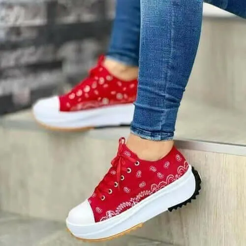 2022 Pattern Canvas Women Sneakers Casual Sport Shoes