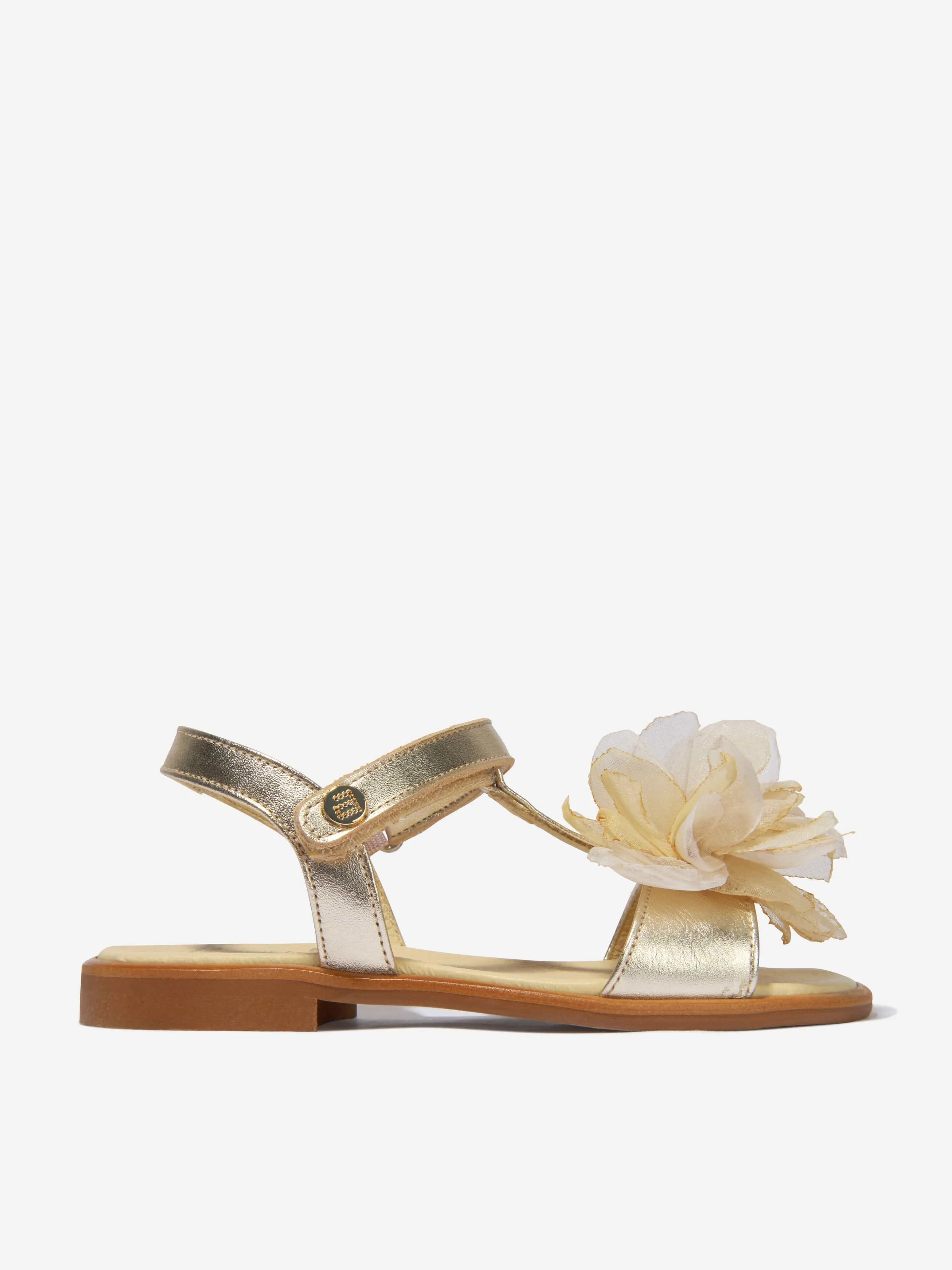 Andanines Girls Leather Flower Sandals