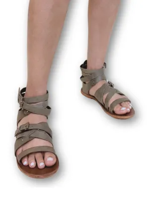 Ariel gladiator green leather sandal