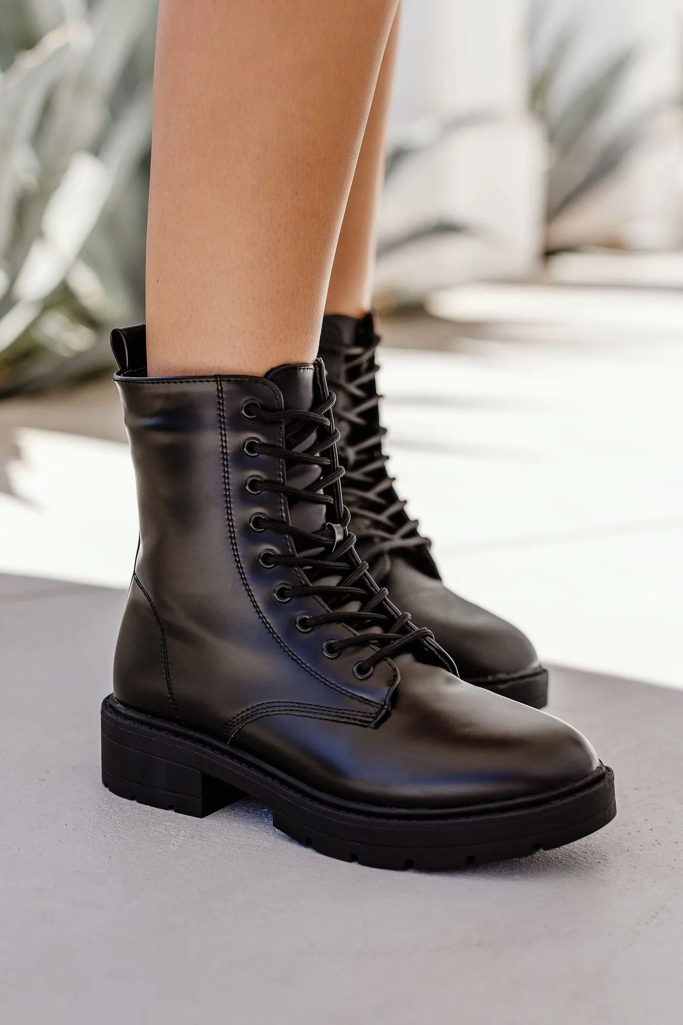 Arin Black Combat Boots