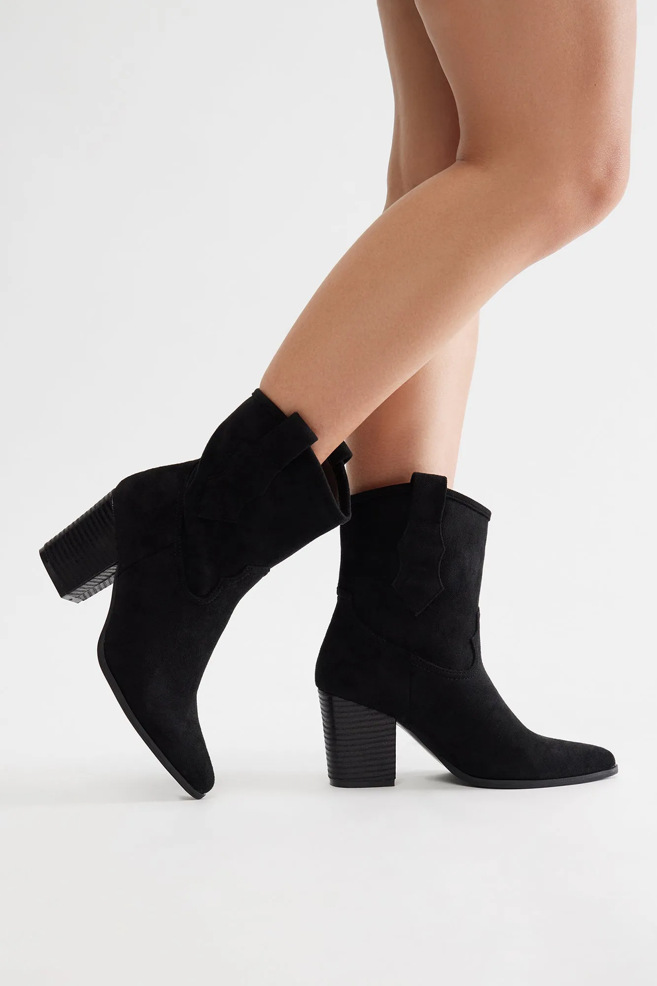 Augusta Cowboy Booties - Black