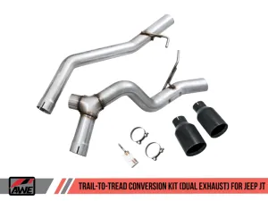 AWE Tuning 2020  Jeep Gladiator 3.6L Trail-to-Tread (Dual Exhaust) Conversion Kit w/Diamond Blk Tips