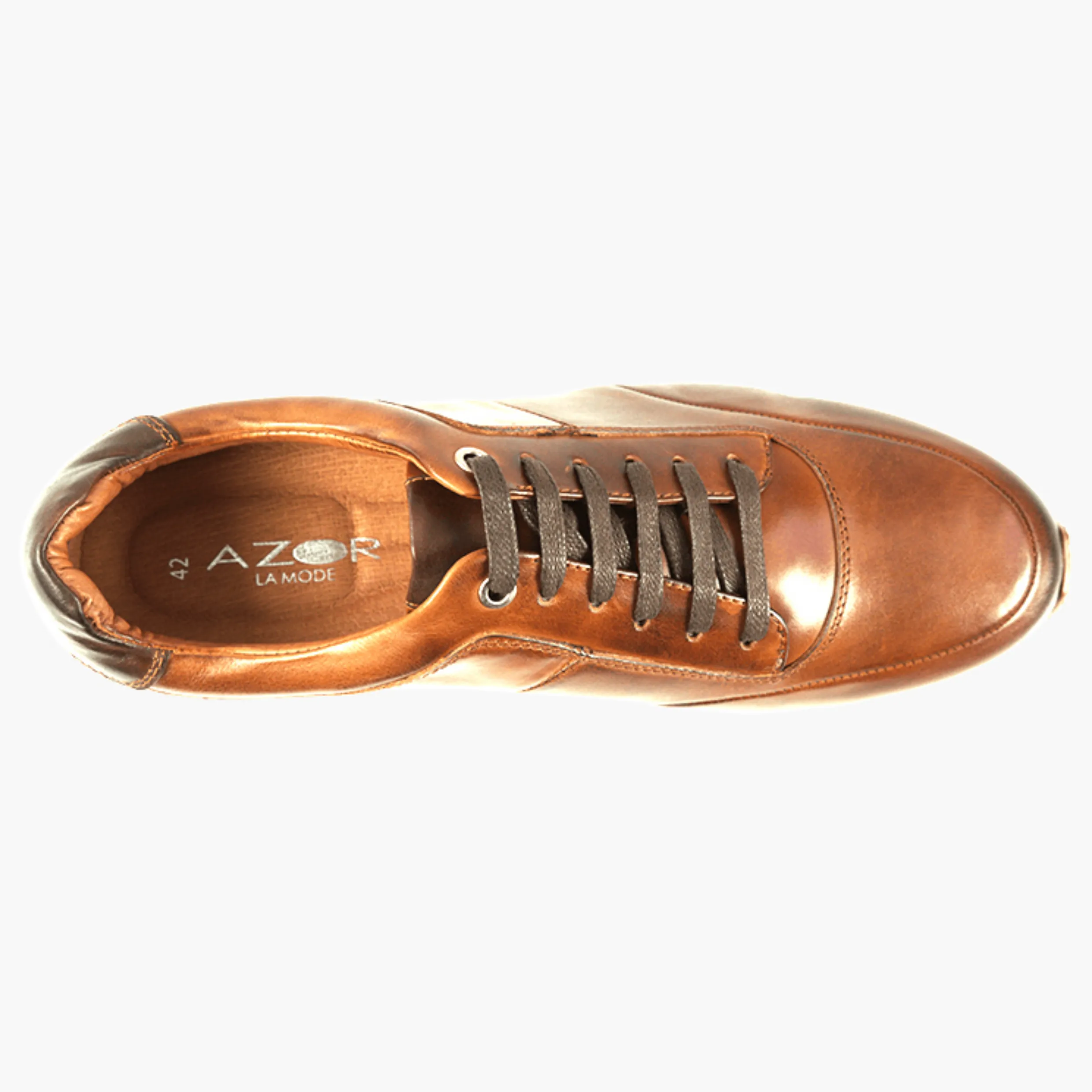 AZOR LA MODE  Men's Calabria Smart Leather Trainers ZM3827 Tan