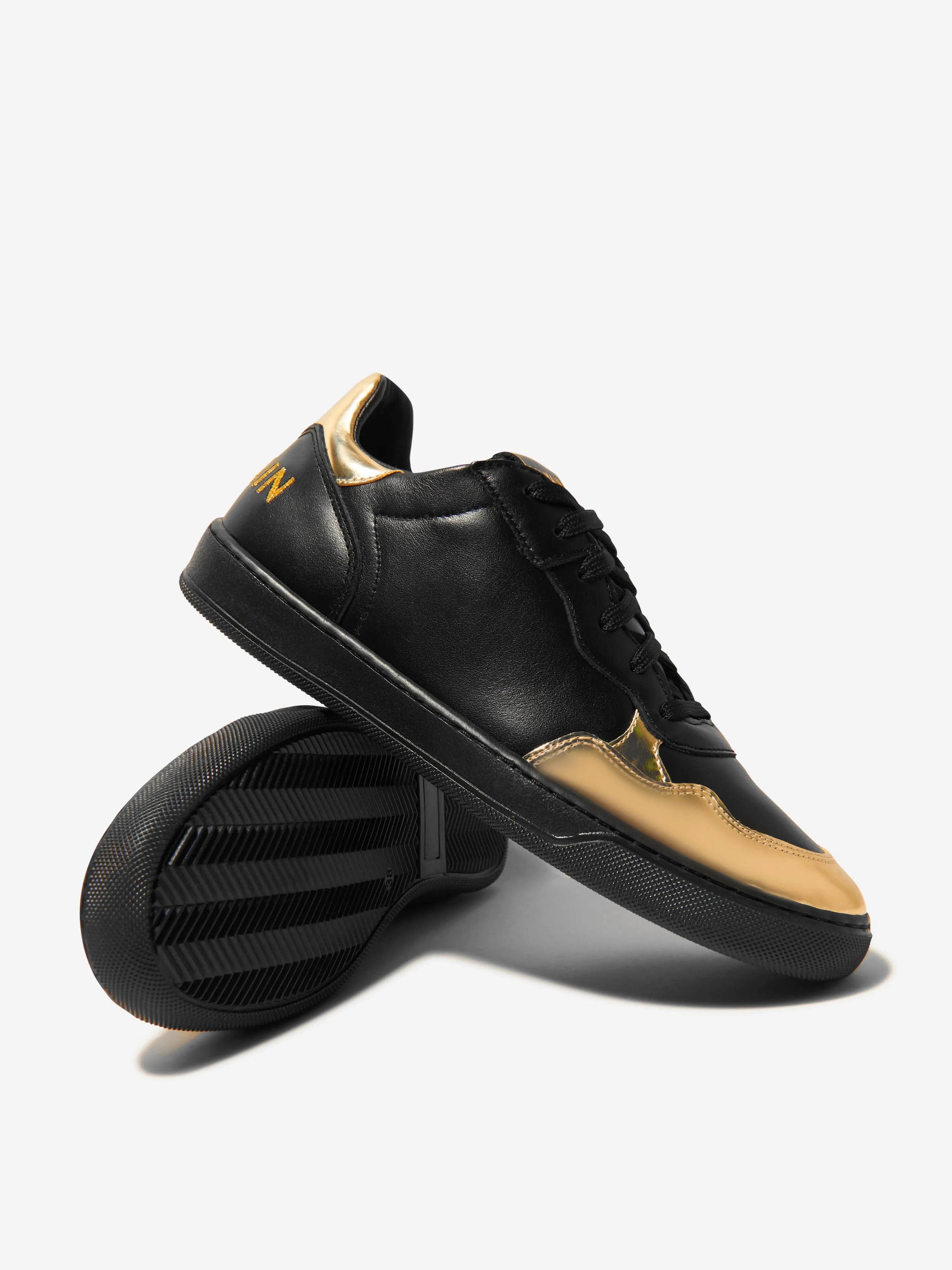 Balmain Boys Leather Low Basket Trainers