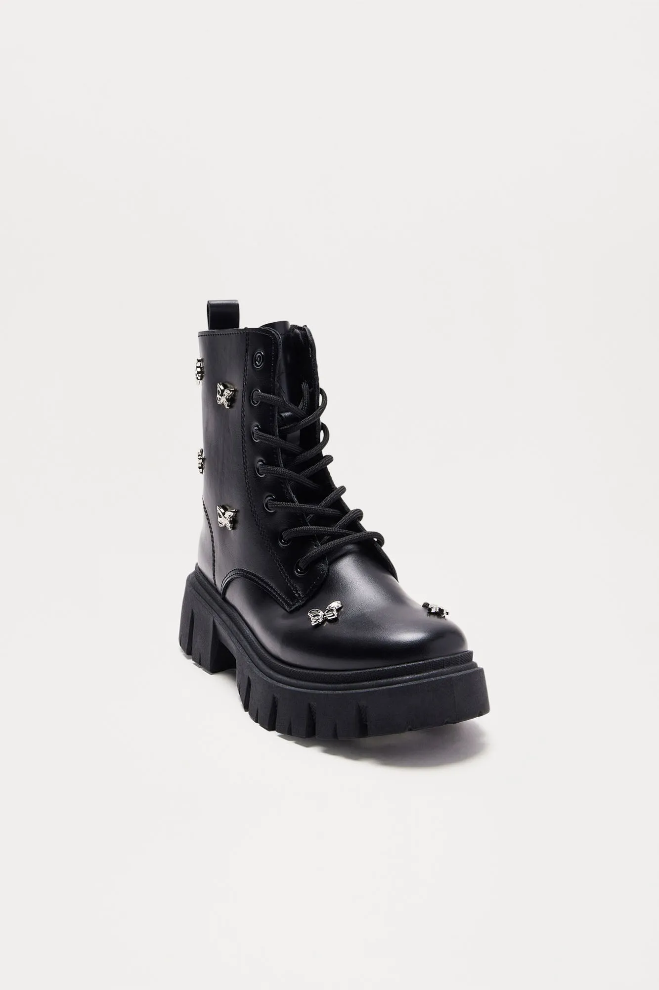 Beau Butterfly Combat Boots - Black