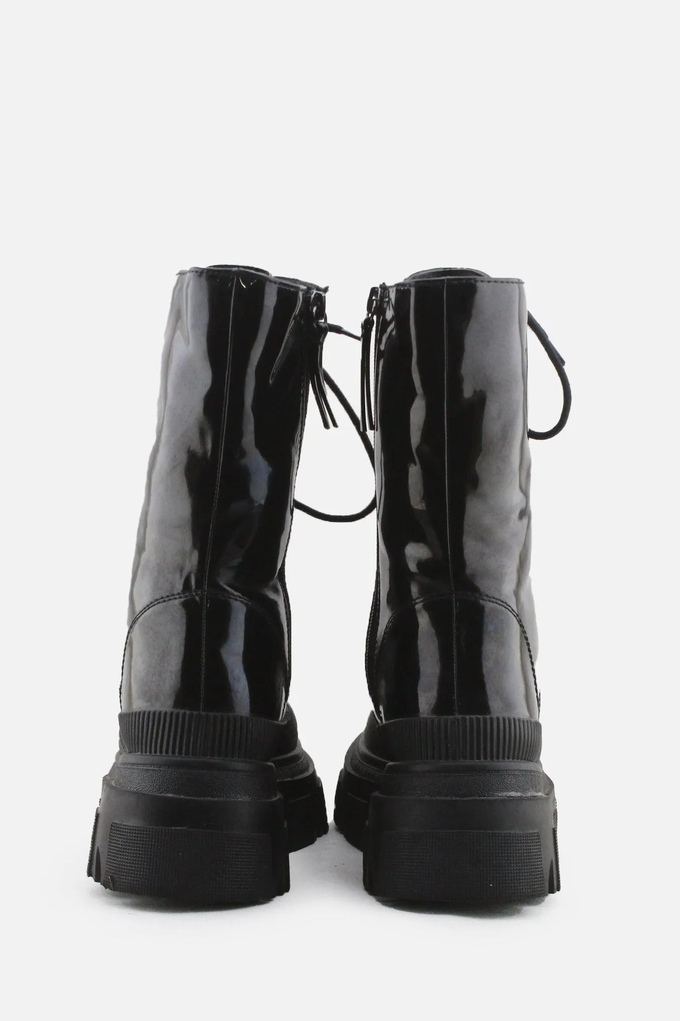 Bershka Zipper Laces Combat Boots | 100% Synthetic Leather