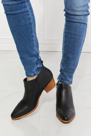 Black Booties with short heel Cowboy Bootie in Black