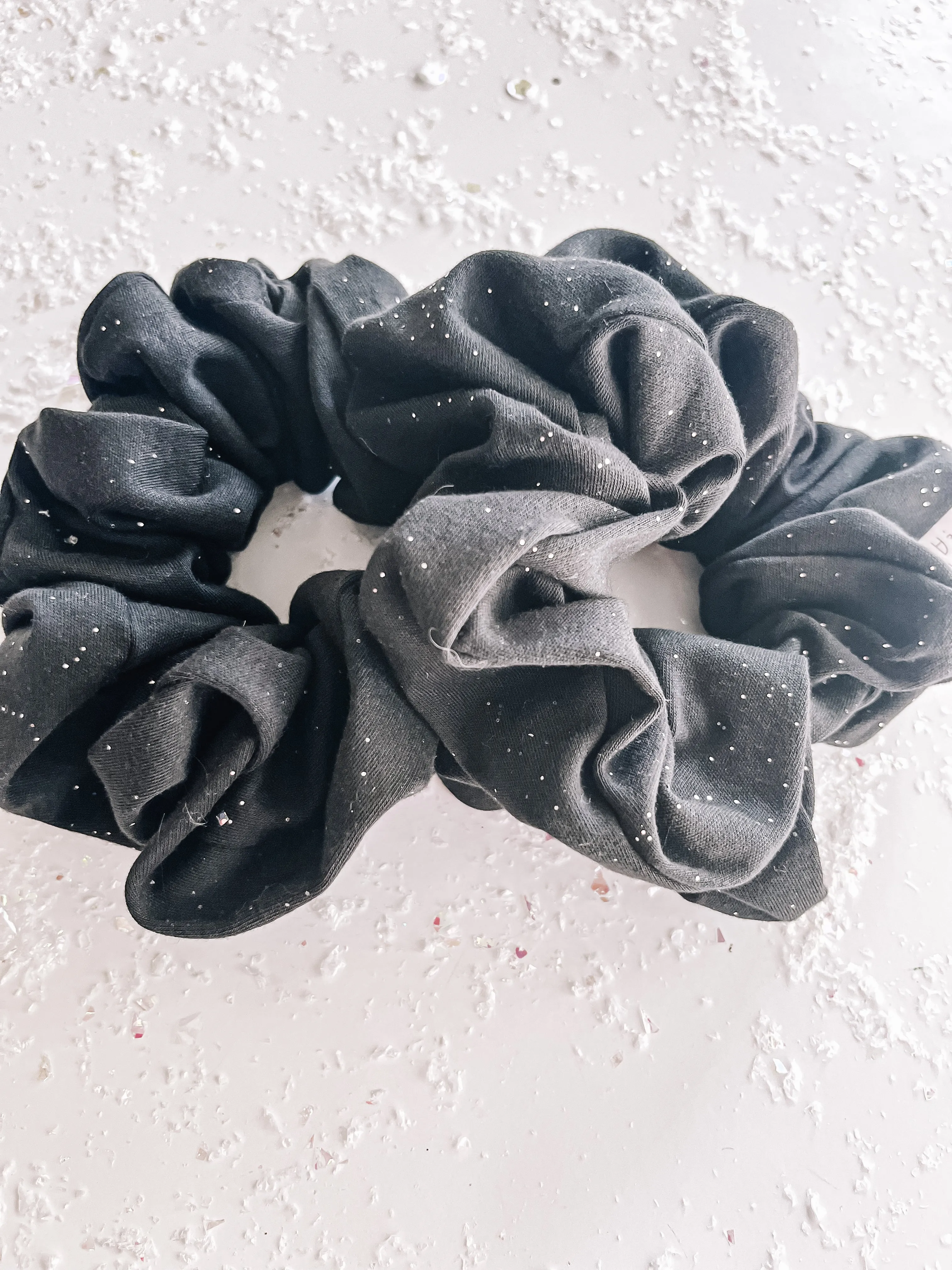 Black Glitter Oversized Scrunchy