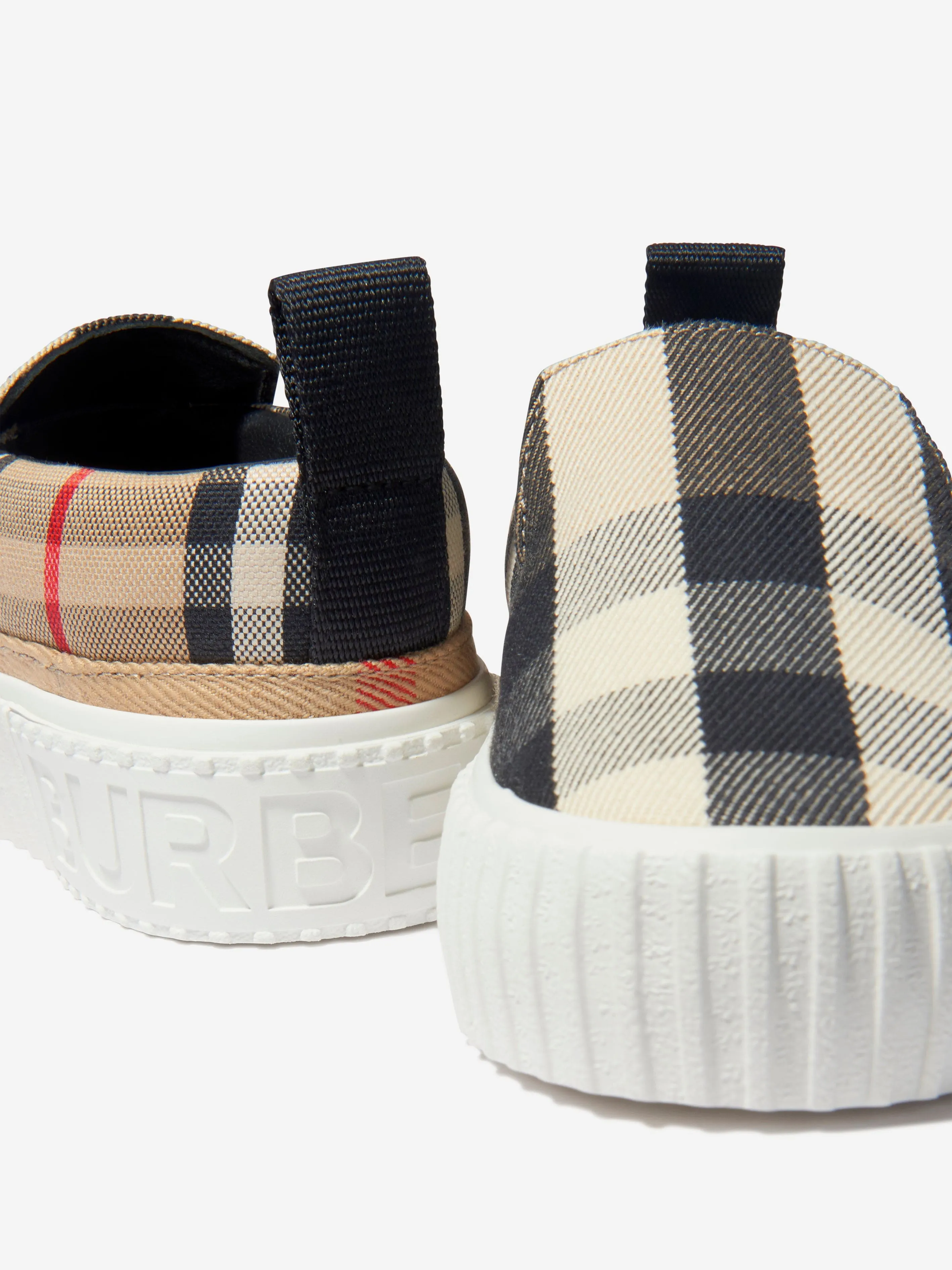 Burberry Kids Andrew Check Slip On Trainers In Beige