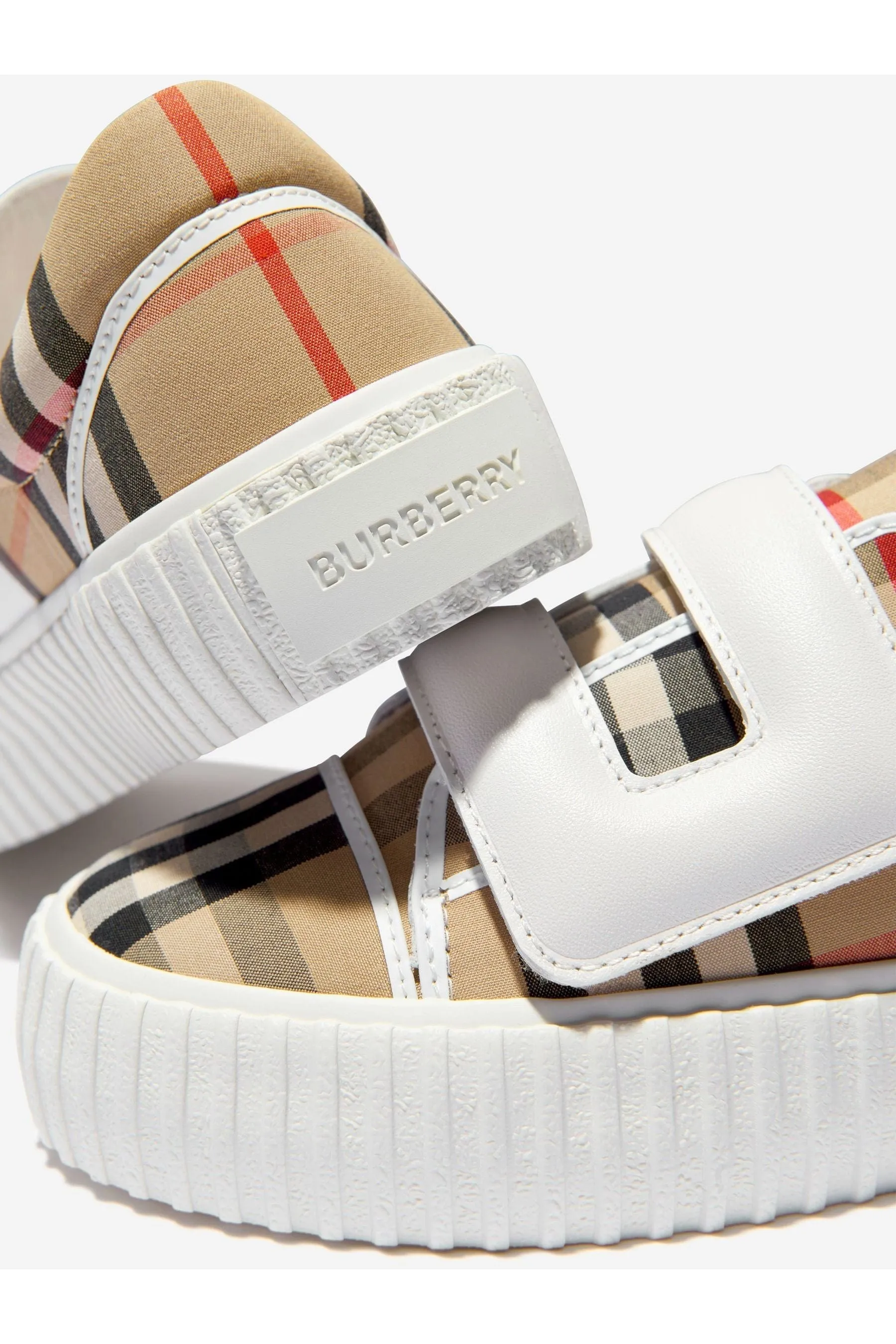 Burberry Kids Check Velcro Strap Mark Trainers