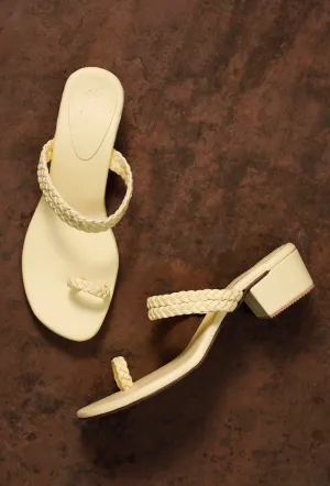 Cream White Knotted Cruelty Free Leather Sandals