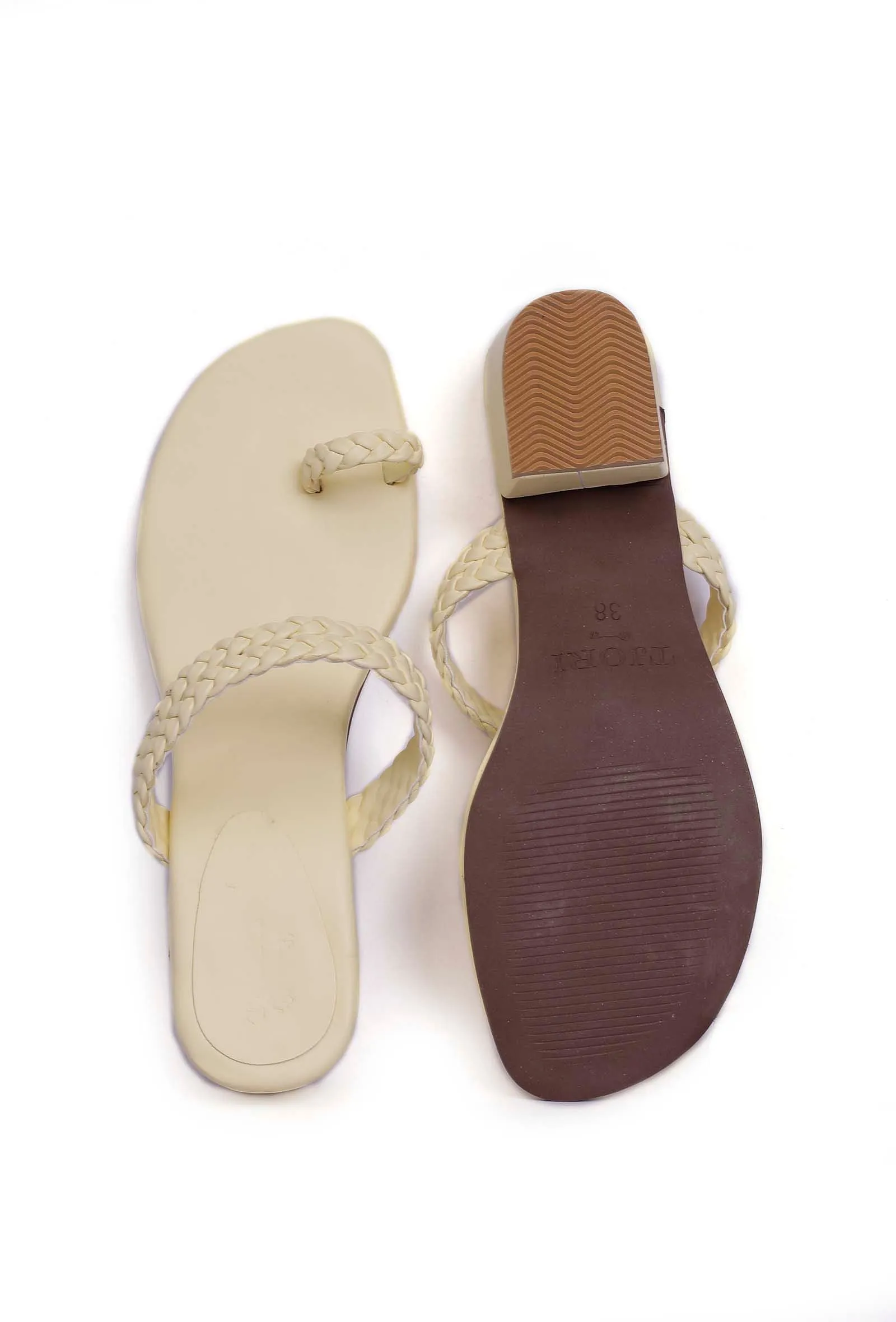 Cream White Knotted Cruelty Free Leather Sandals