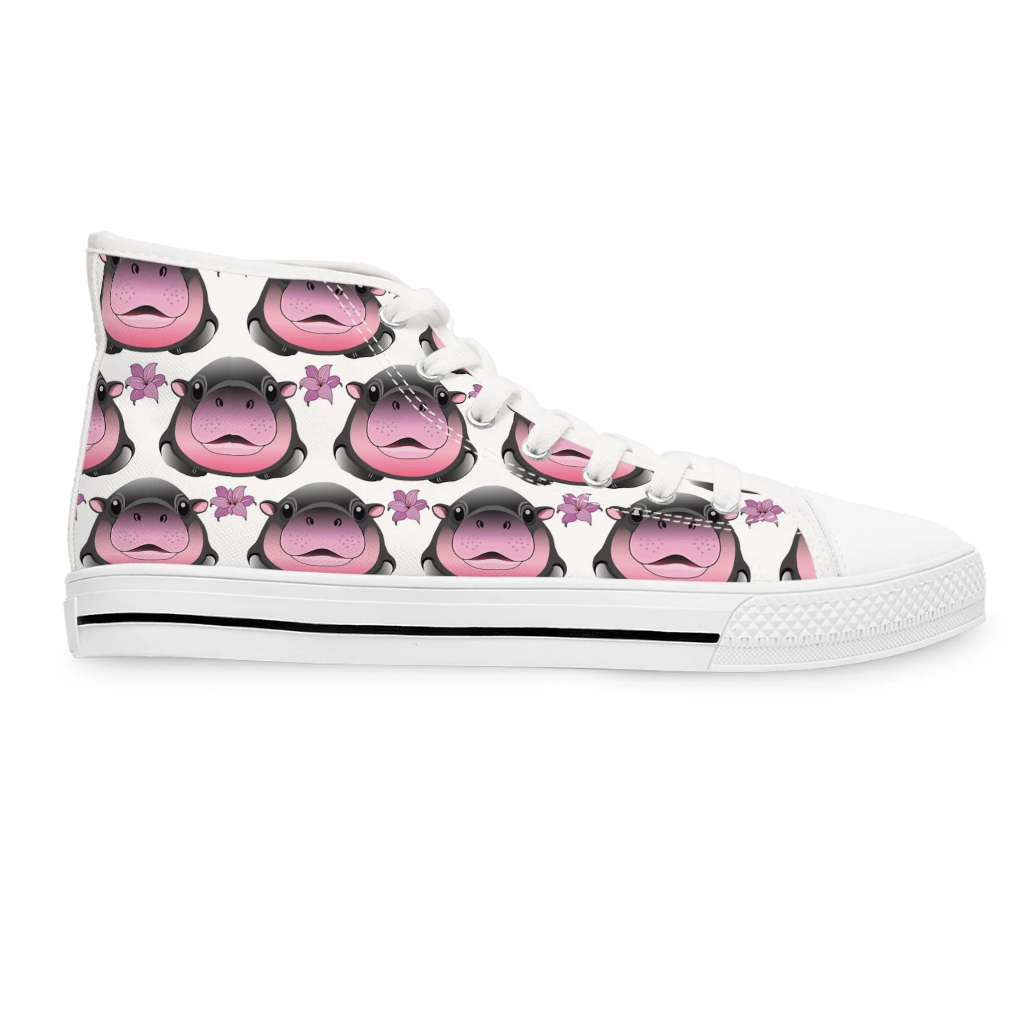 Cute Hippopotamus Women's High Top Sneakers