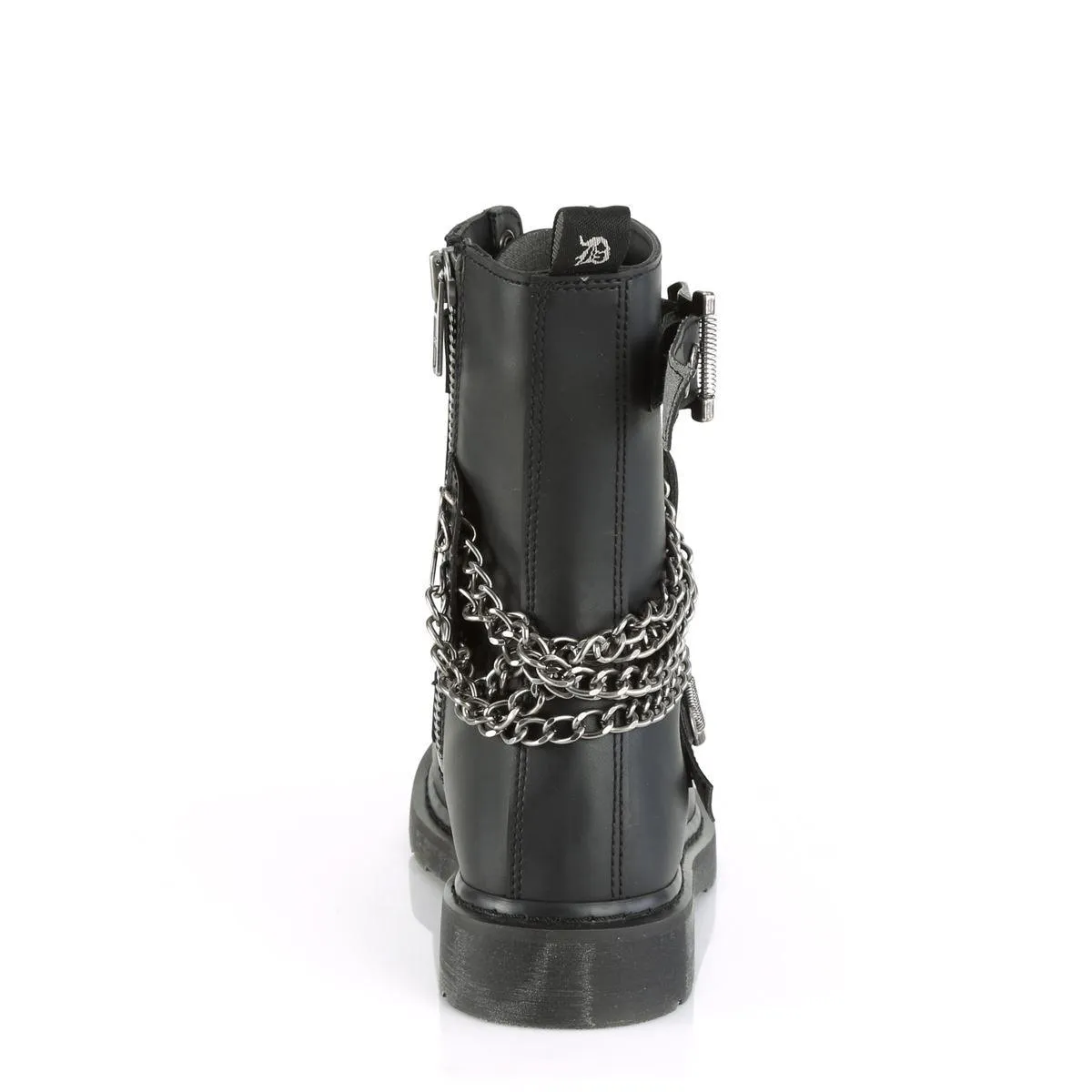 Demonia Bolt 250 Boots Punk Rock Emo Goth Unisex Black Boots Chain Biker Zip