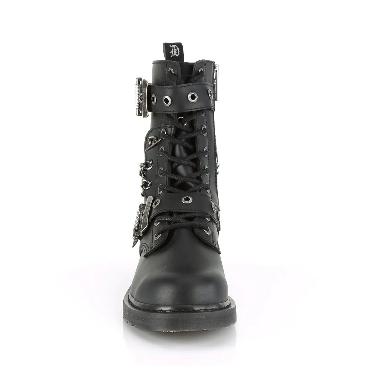 Demonia Bolt 250 Boots Punk Rock Emo Goth Unisex Black Boots Chain Biker Zip