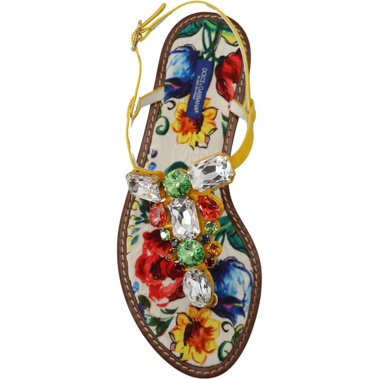 Dolce & Gabbana Majolica Crystal Embellished Leather Sandals