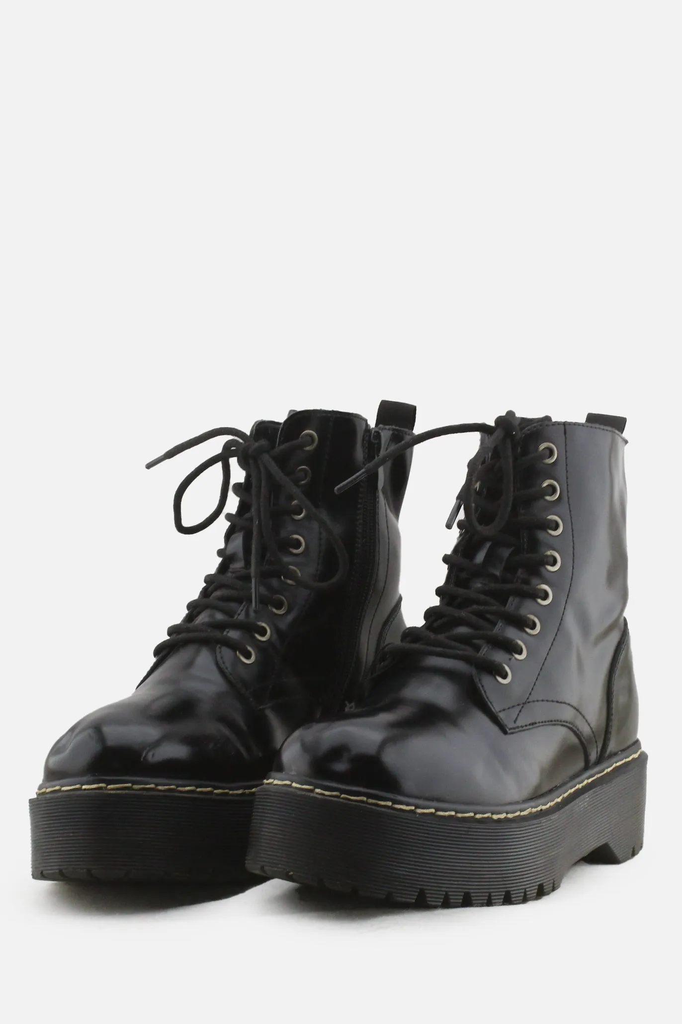 European Brand Zipper Laces Combat Boots | 100% Synthetic Leather