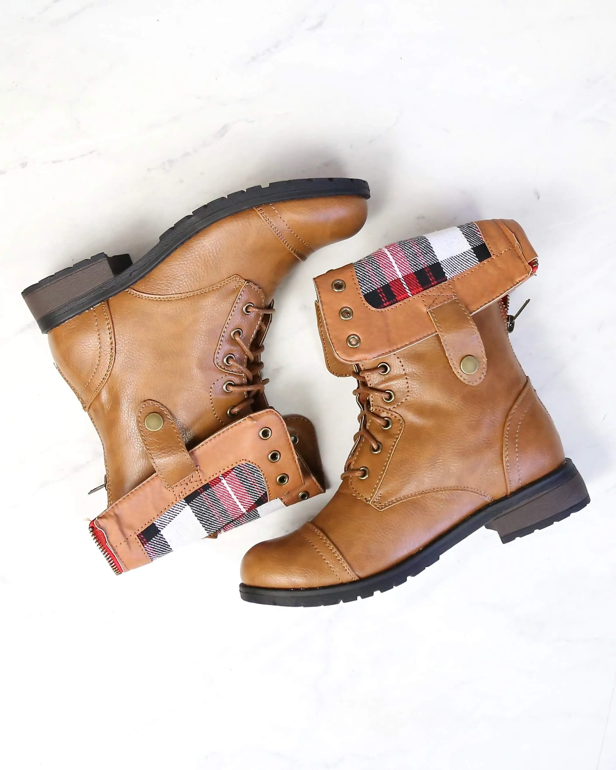 Final Sale - Adjustable Classic Combat Boots in Camel