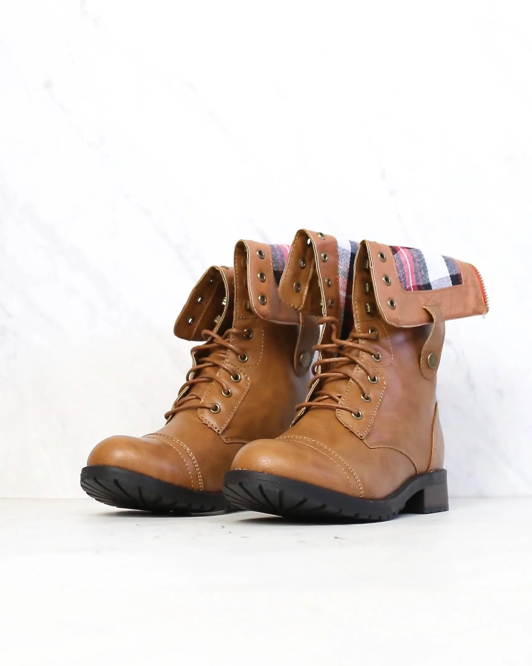 Final Sale - Adjustable Classic Combat Boots in Camel