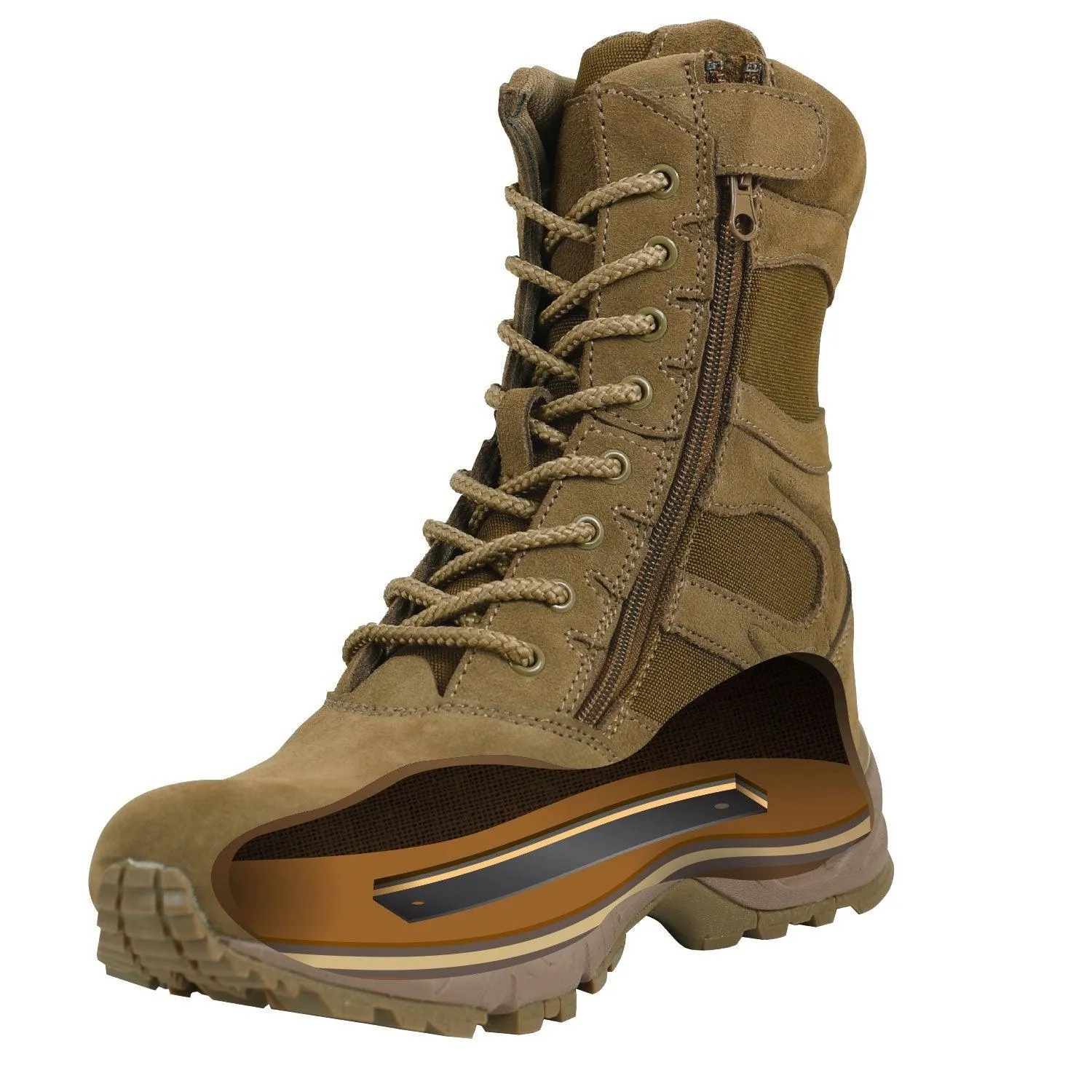 Forced Entry Deployment Boots With Side Zipper - 8 Inch