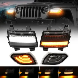 Front LED Turn Signals & Fender Side Marker Lights Combo for 2018-Later Jeep Wrangler JL & Gladiator JT