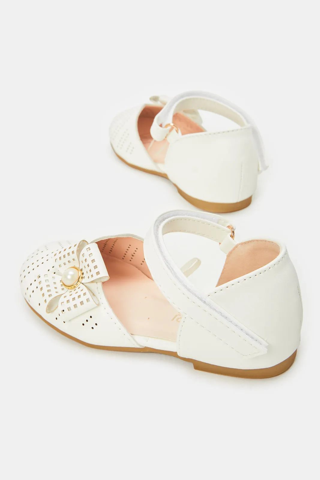 Girls White Laser Floral Sandal