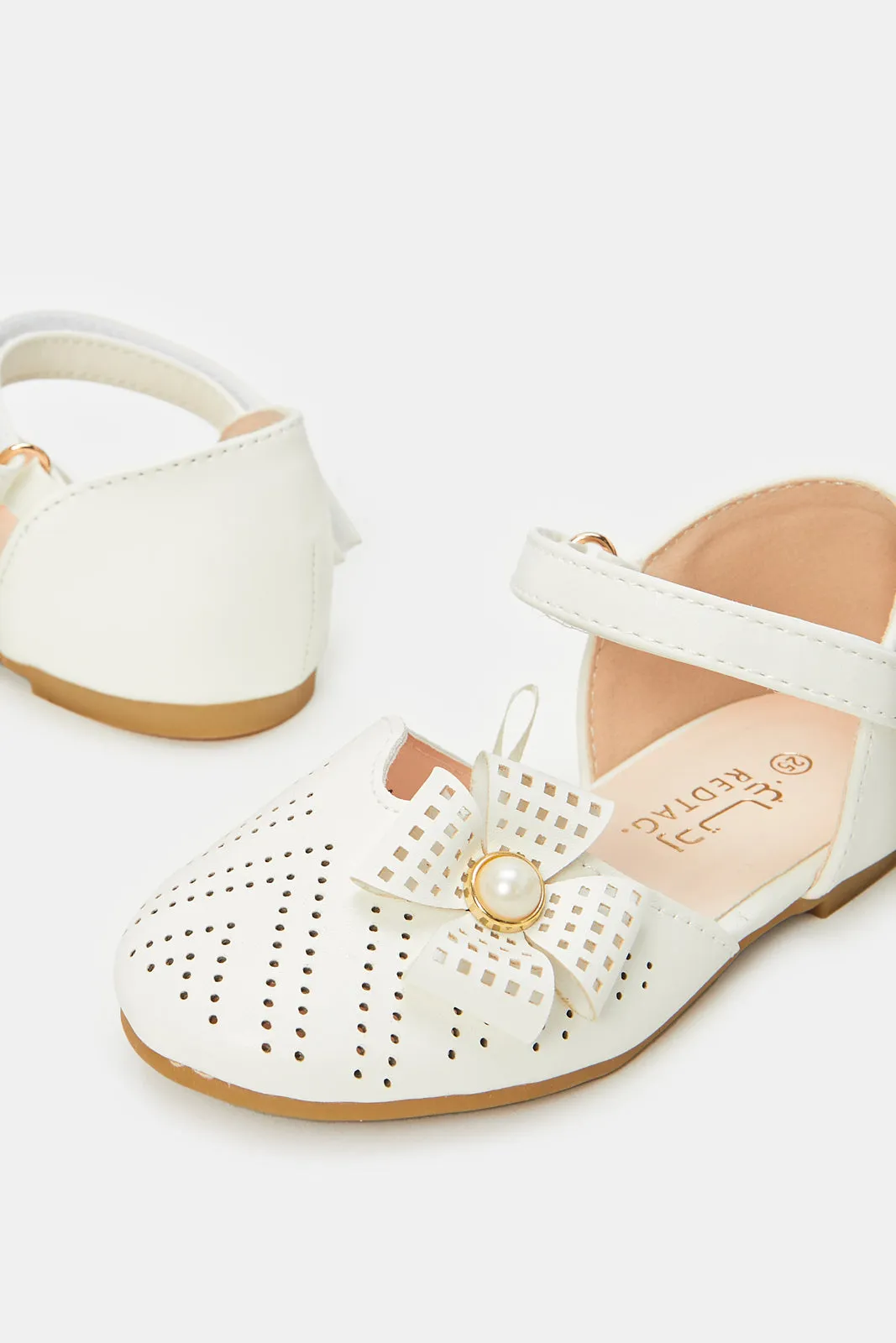 Girls White Laser Floral Sandal