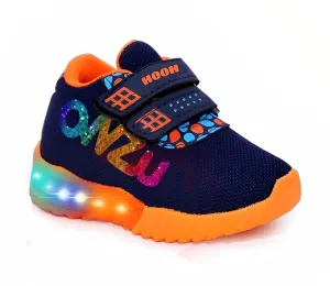 HOOH-Now comfort in Fashion Boy's, Girl's Latest Fashion LED Light Sneakers Sports Shoes (Saffron, 3_Years)