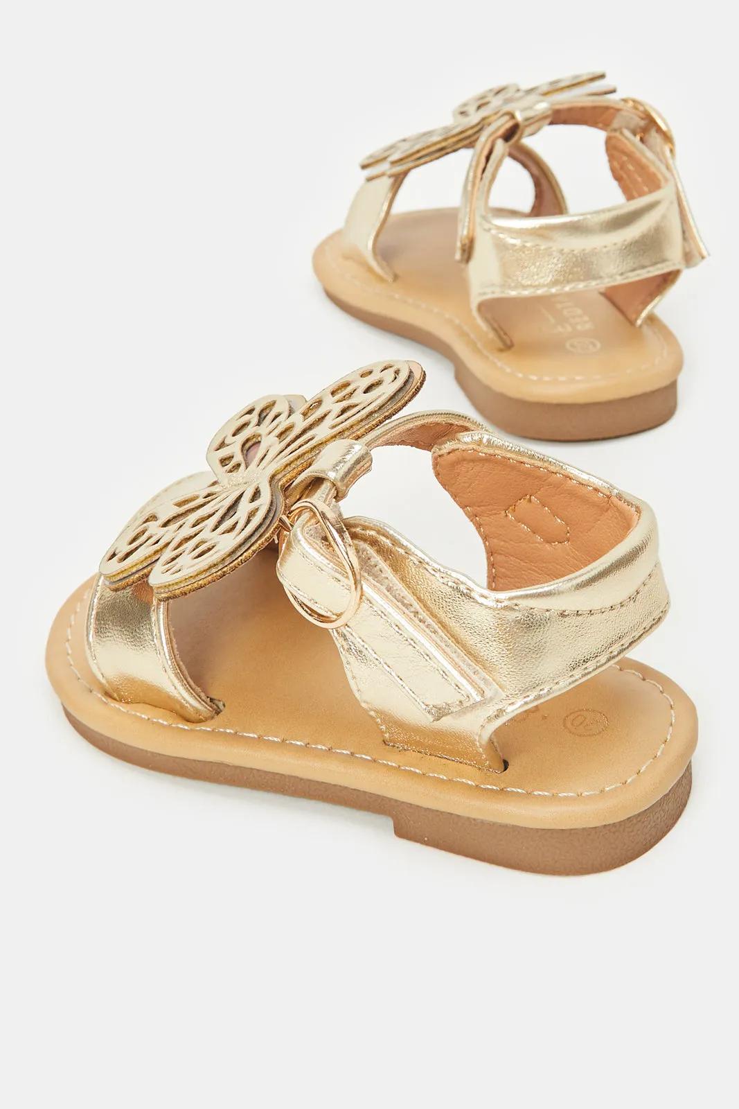 Infant Girls Gold Butterfly Sandals