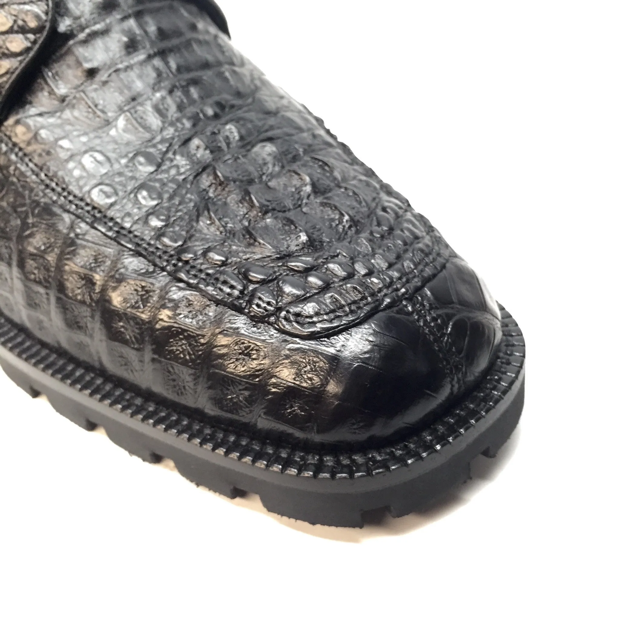 Los Altos Black Hornback Crocodile Ankle Boots