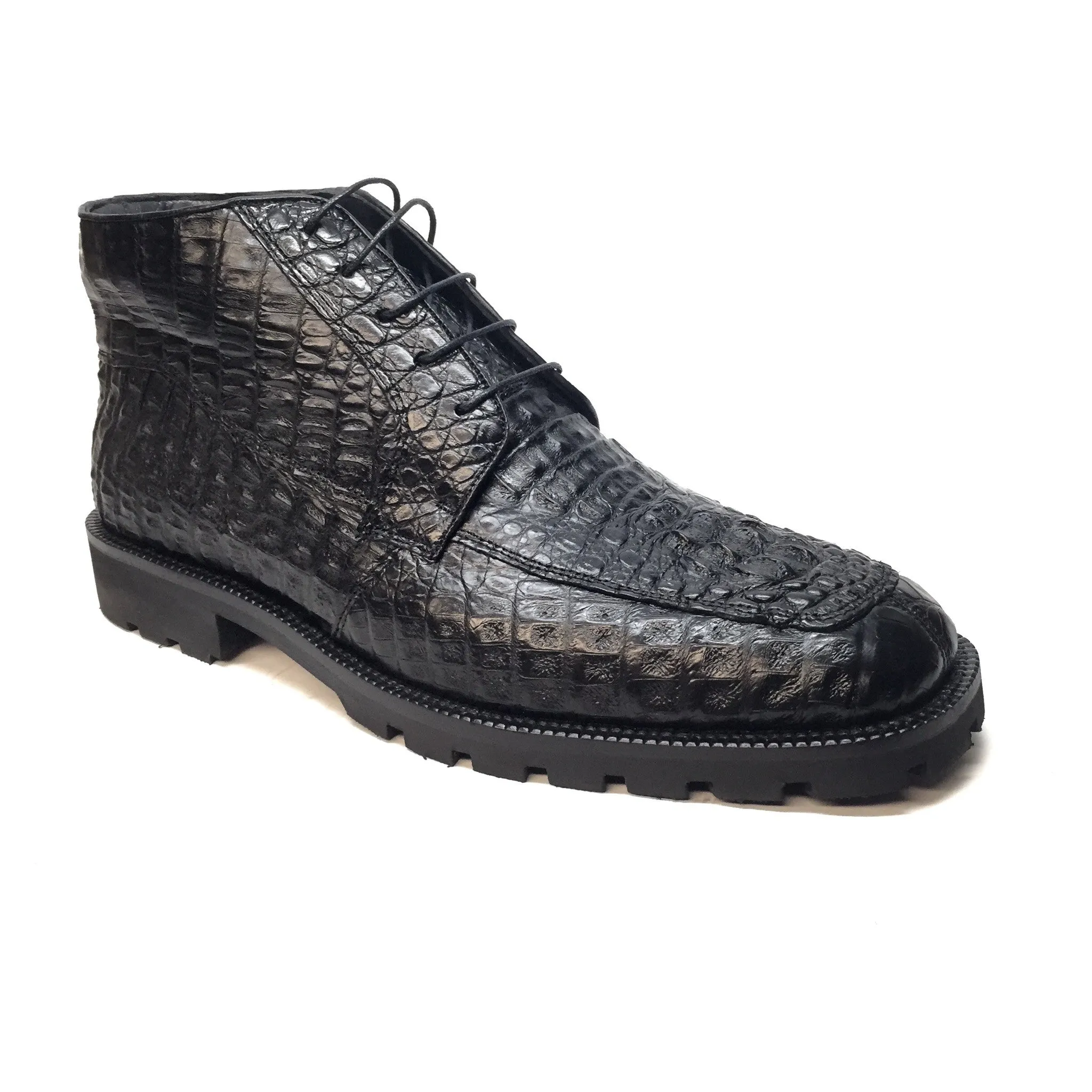 Los Altos Black Hornback Crocodile Ankle Boots