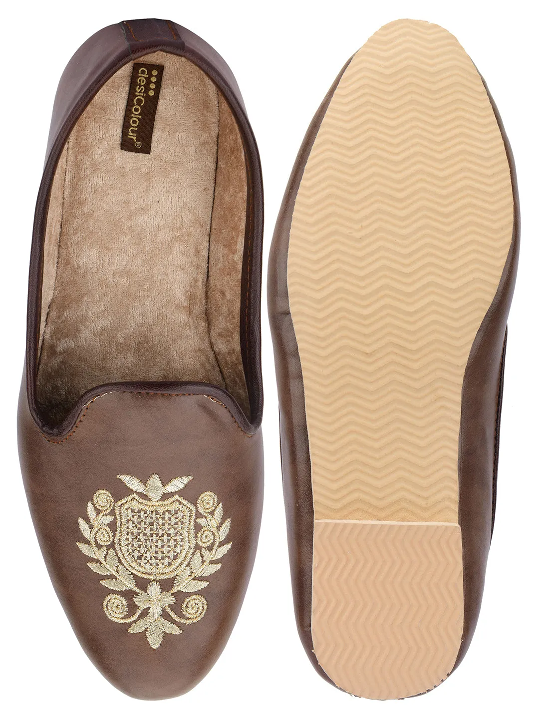 Men's Indian Ethnic Party Wear Brown Footwear - Desi Colour