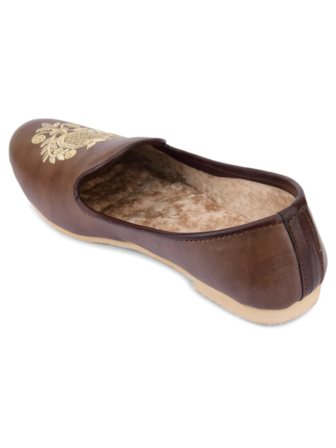 Men's Indian Ethnic Party Wear Brown Footwear - Desi Colour