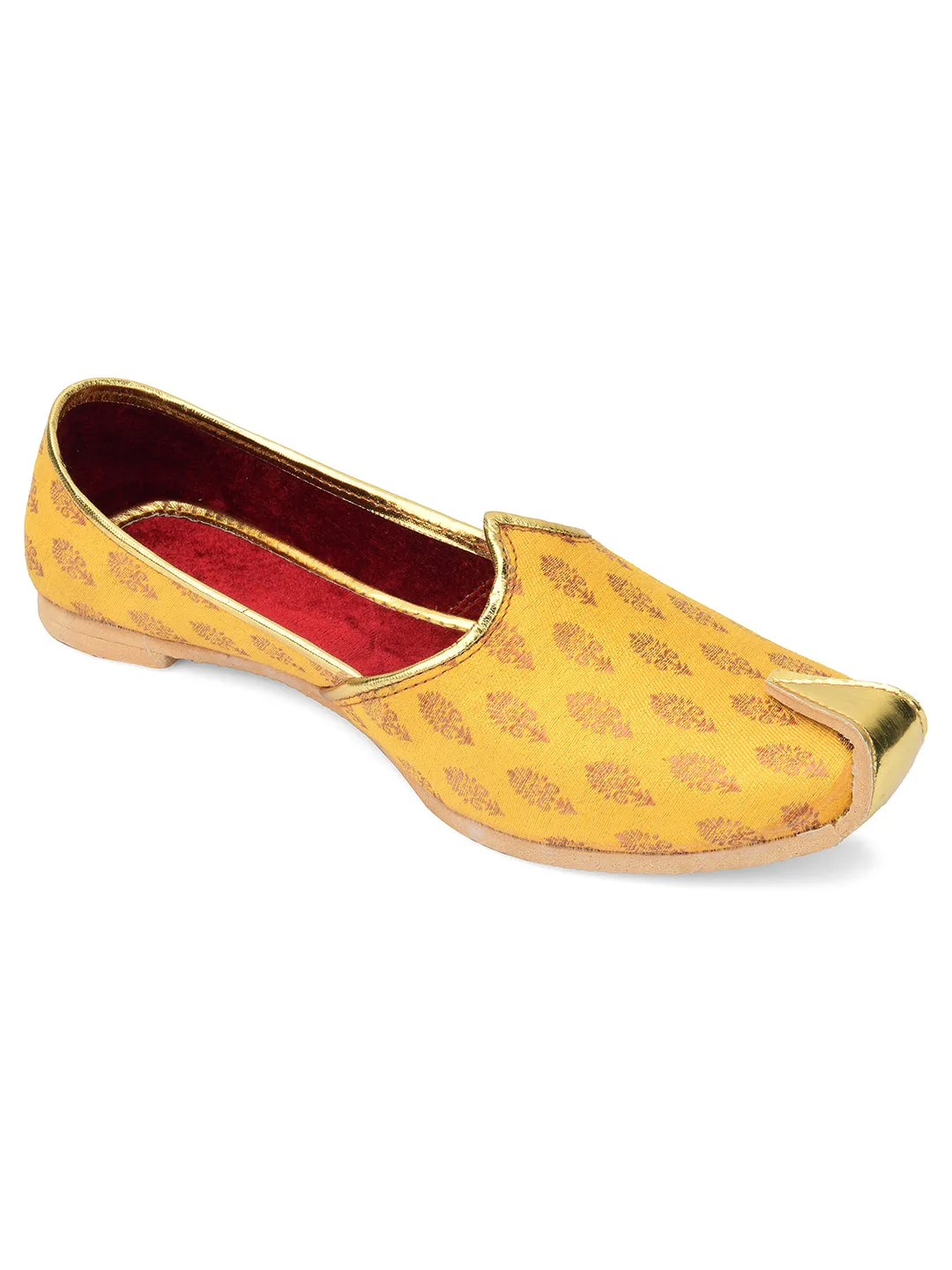 Men's Indian Ethnic Party Wear Yellow Footwear - Desi Colour