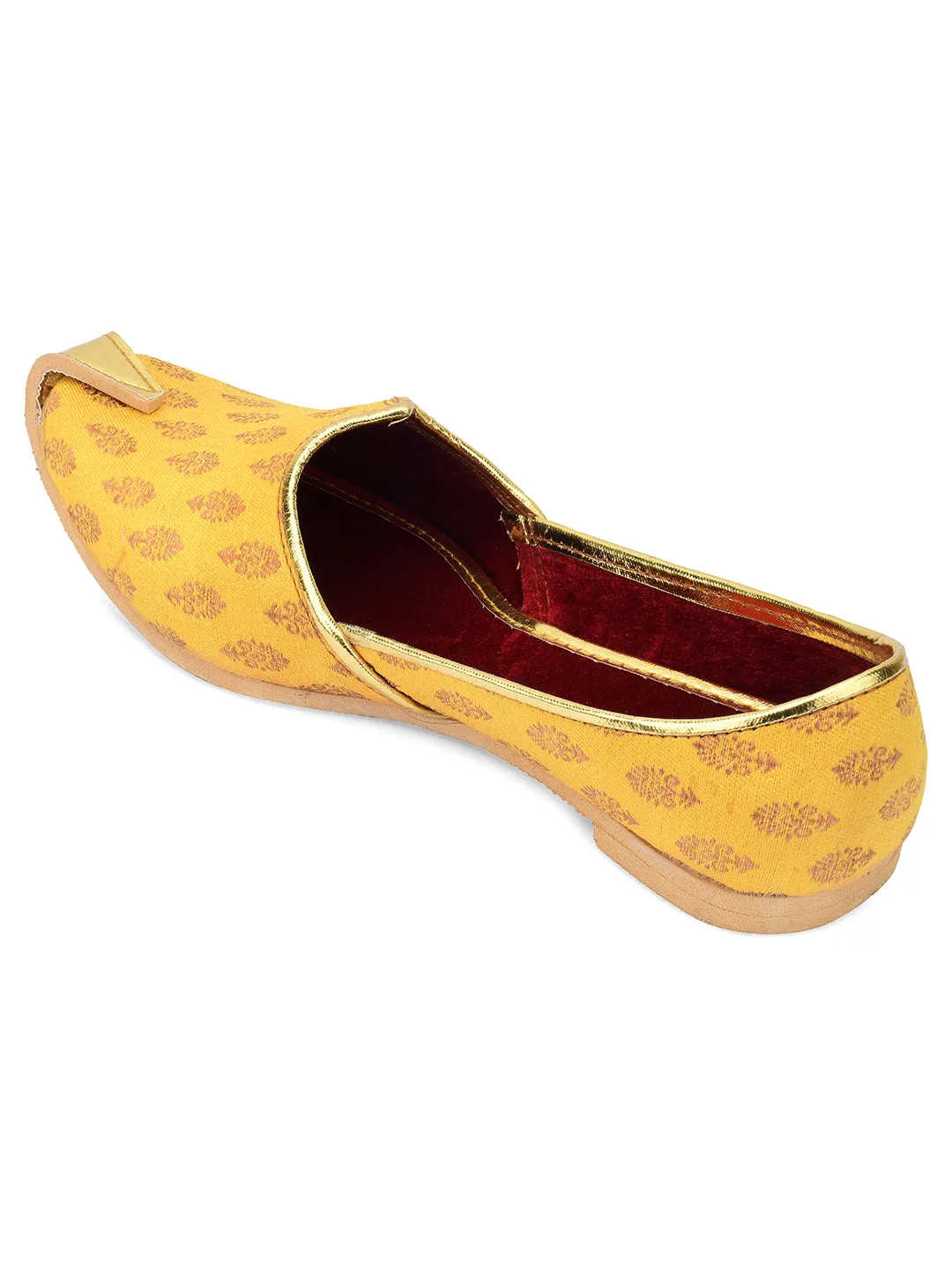 Men's Indian Ethnic Party Wear Yellow Footwear - Desi Colour