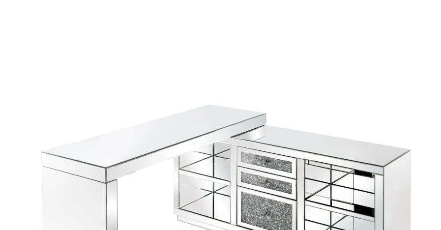 Noralie - Desk - Clear Glass, Mirrored & Faux Diamonds