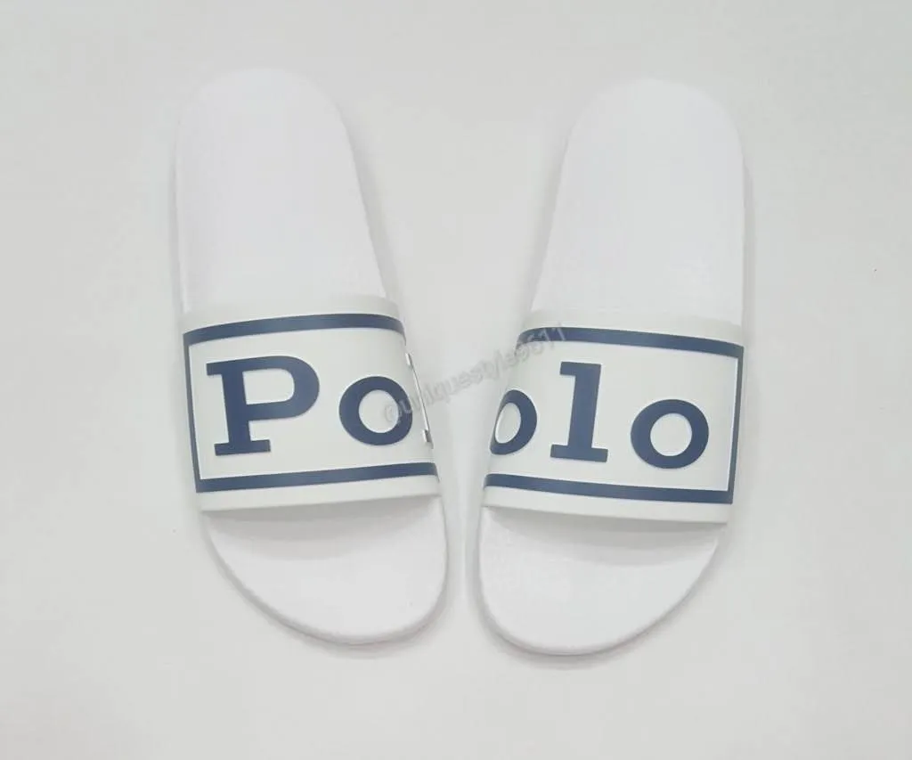 Nwt Polo Ralph Lauren White Spellout Logo 2022 Slides