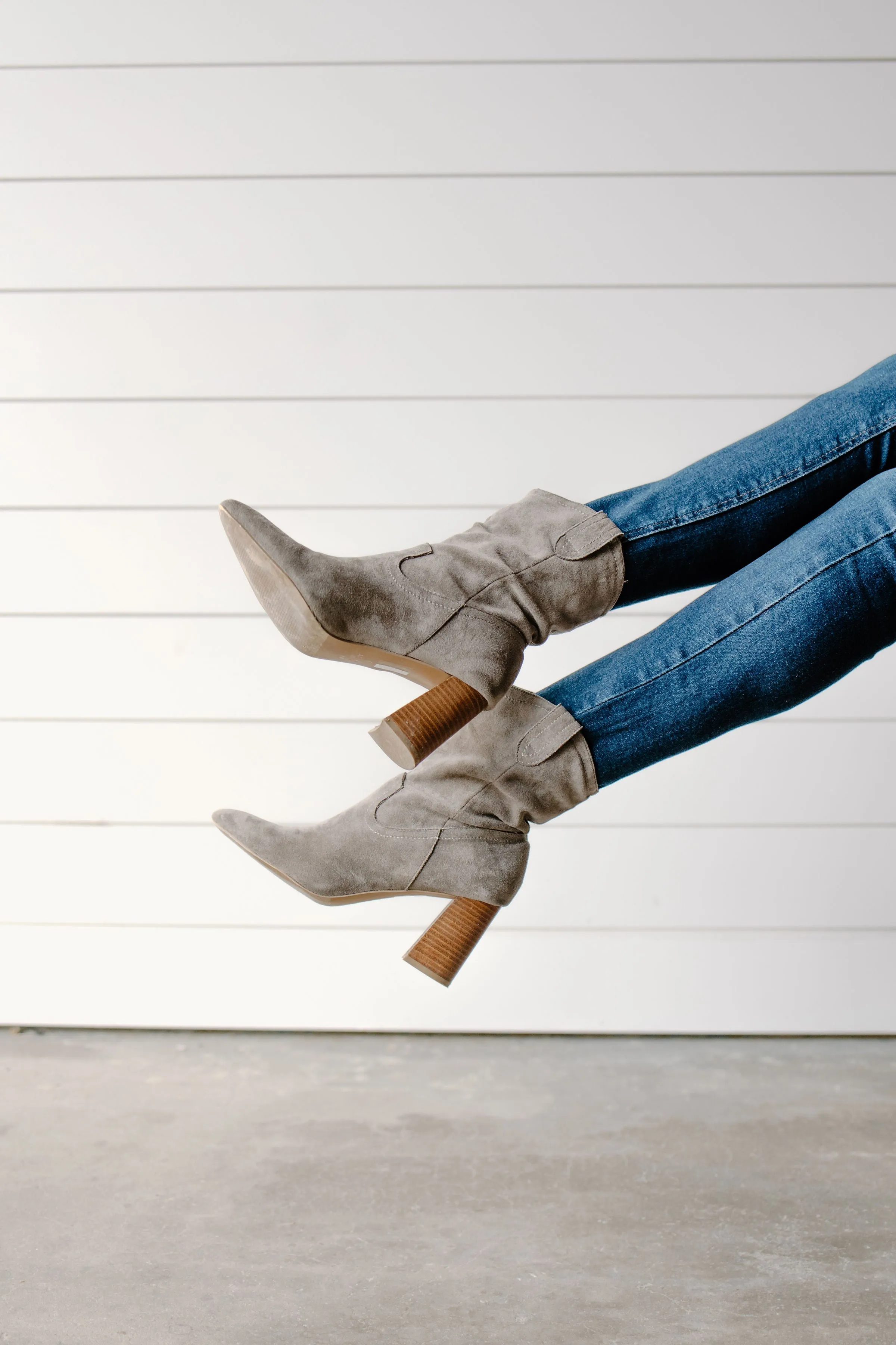 PerSUEDE Me- Gray Suede Pointed Toe Booties