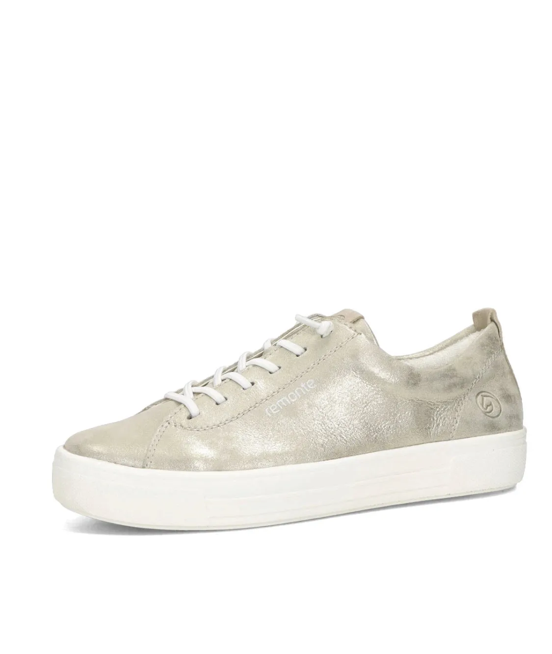 Remonte D0913-90  Muschel Gold Metallic Leather Flatform Bungie Trainers