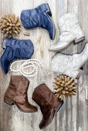 Saddle Up- {Cream, Gray & Brown} Short Western Booties