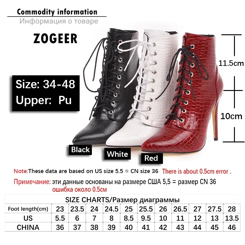 Sexy Ankle Boots For Women Fashion High Heel Lace Up Short Boot