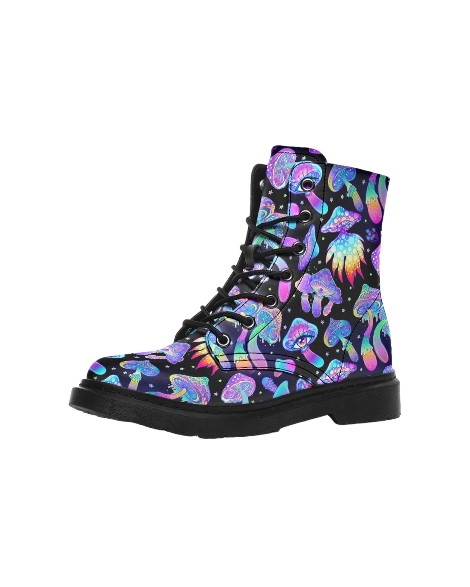 Shroomin Black Combat Festival Boots