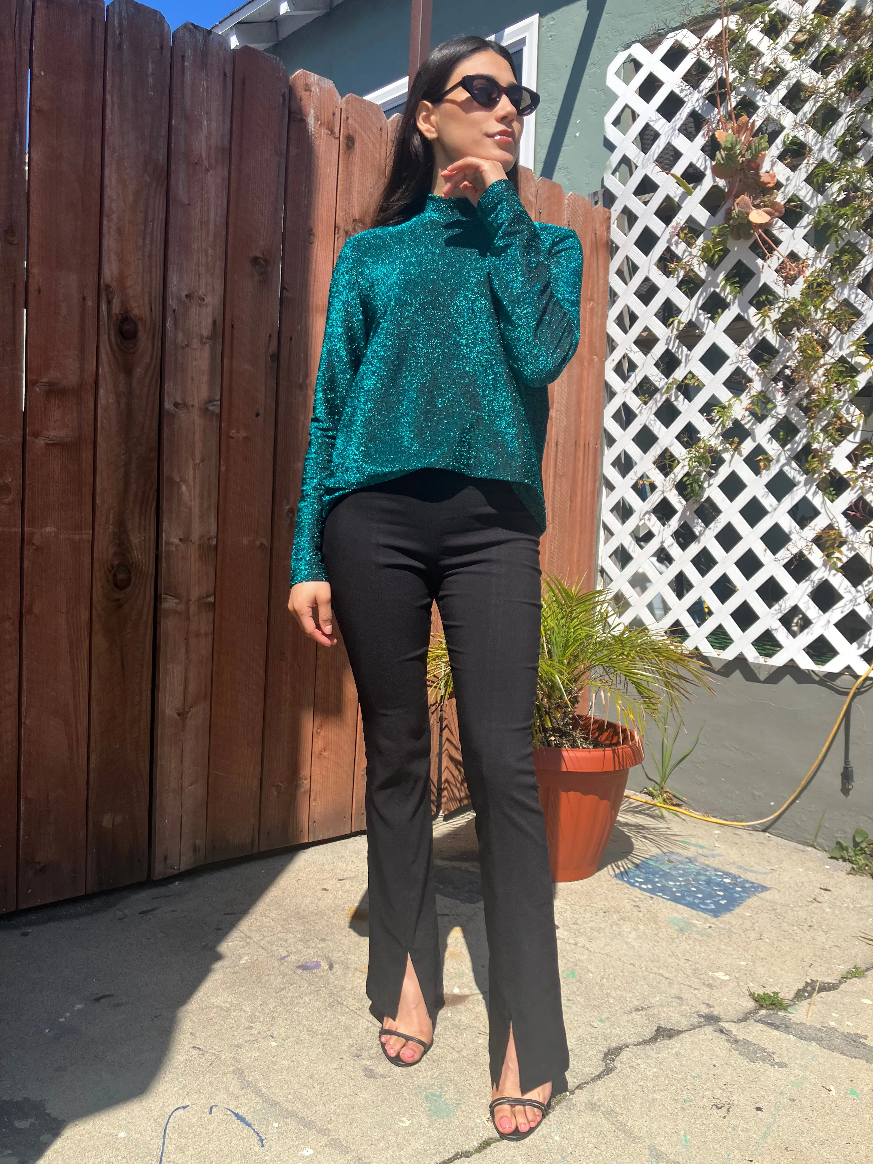 Turquoise Knit Sweater Top