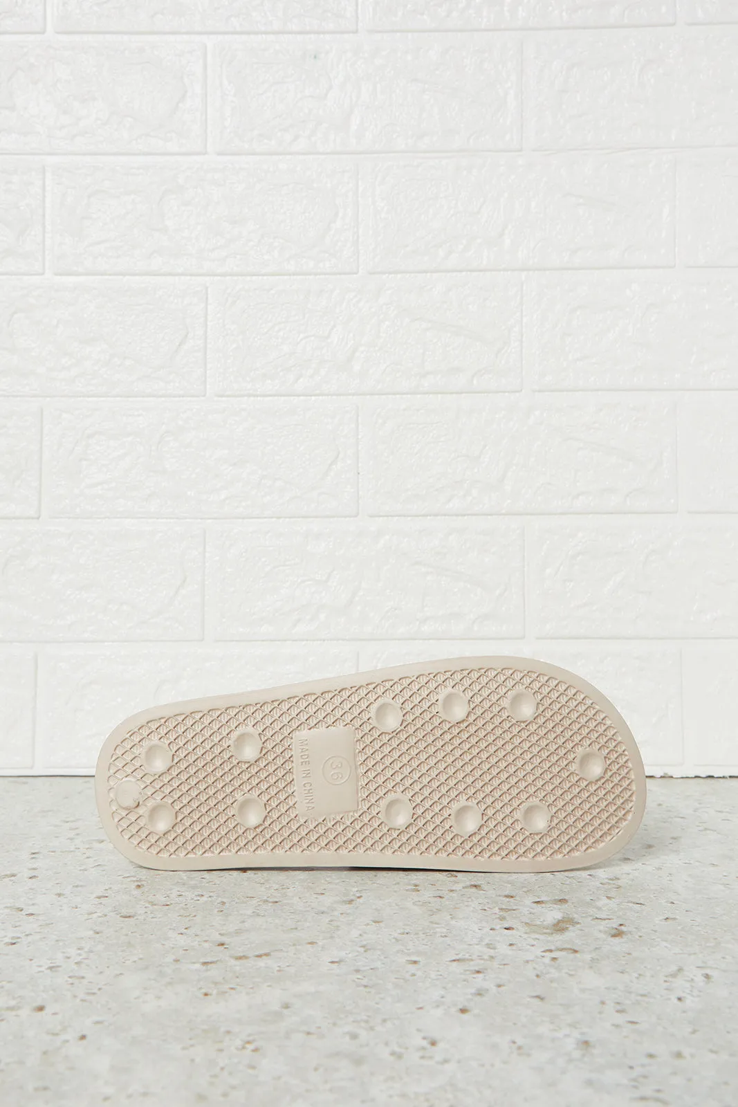 Women Beige Embroidered Slide