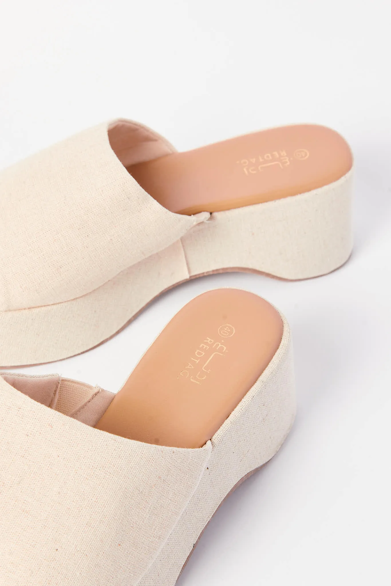 Women Beige Platform Mule