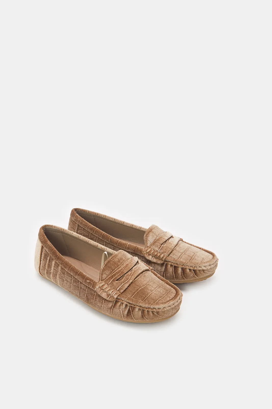 Women Brown Croc Effect Moccasin