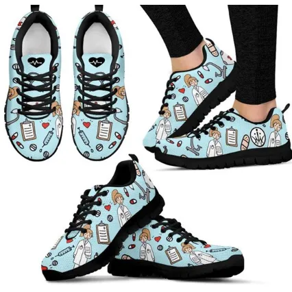 Women Canvas Cartoon Sketch Print Air Mesh Casual Shoes