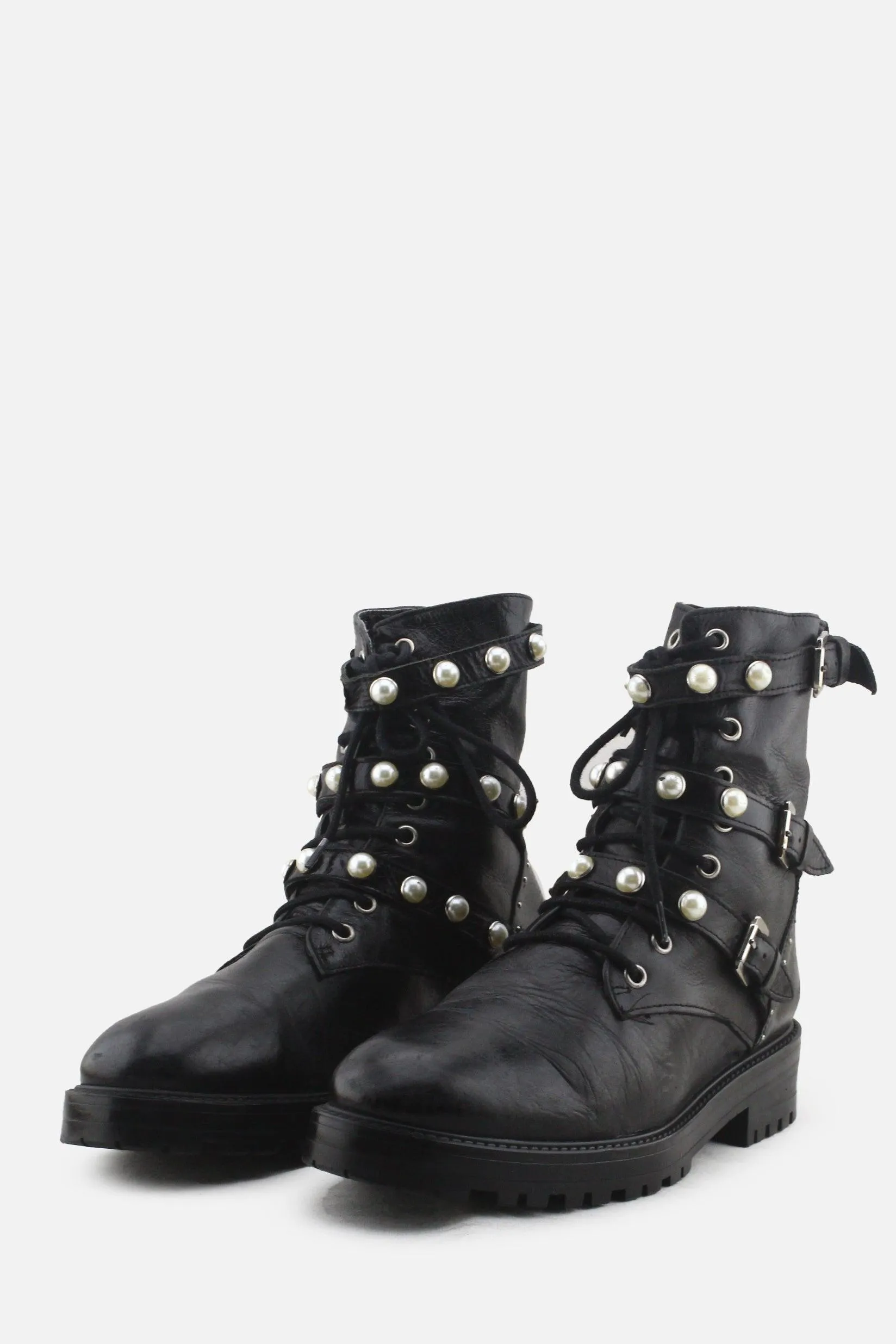 Zara Laces Buckle Straps Ankle Boots | 100% Authentic Leather