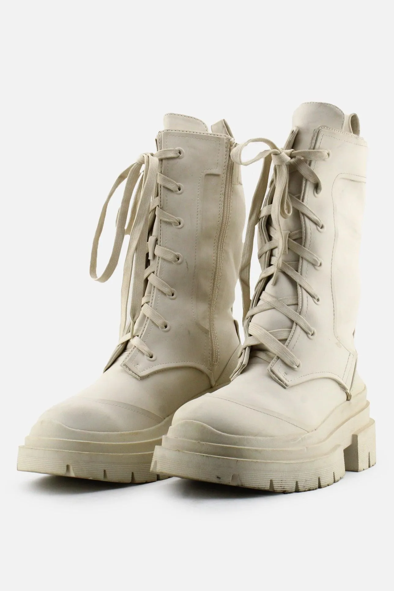 Zara Zipper Laces Combat Ankle Boots | 100% Authetic Leather